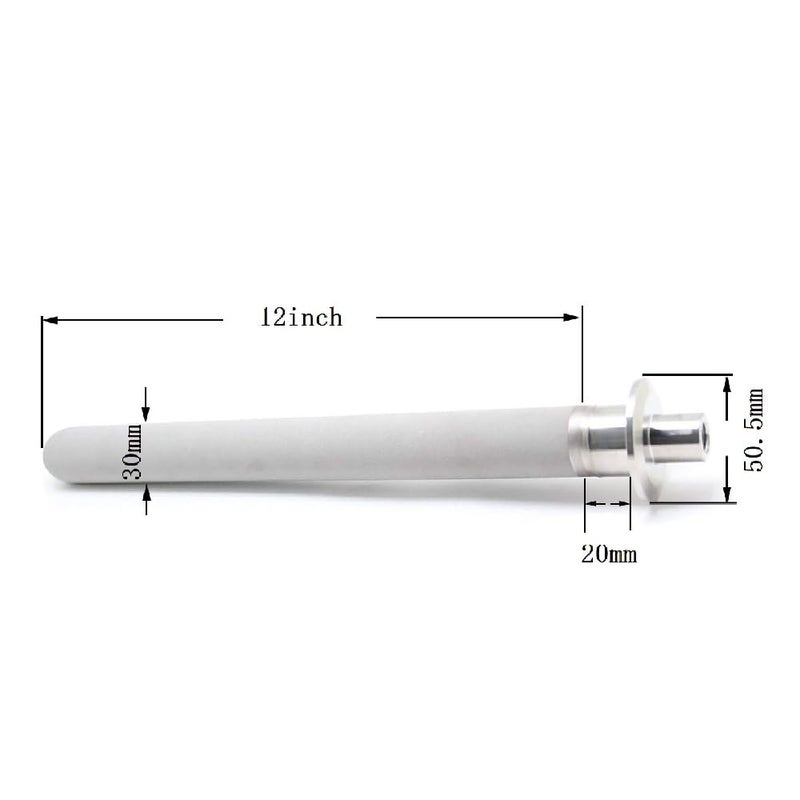 QiiMii Stainless Steel 1.5" Tri-Clamp Aeration Stone, 2 Micron, 12" Length, 1/4" NPT Female CO2 Inlet - Image 2
